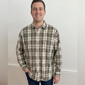 U.S. Polo Assn. Men's Olive and Cream Plaid Shirt